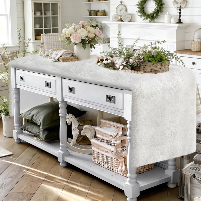 yuboo White Fur Table Runner, Furry Fluffy Dresser Runner for Bedroom Dresser Cover Top, Modern Table Decorations for Party Birthday Spring Valentines Christmas Wedding Dinning Table 15 x 72 Inches - Image 5